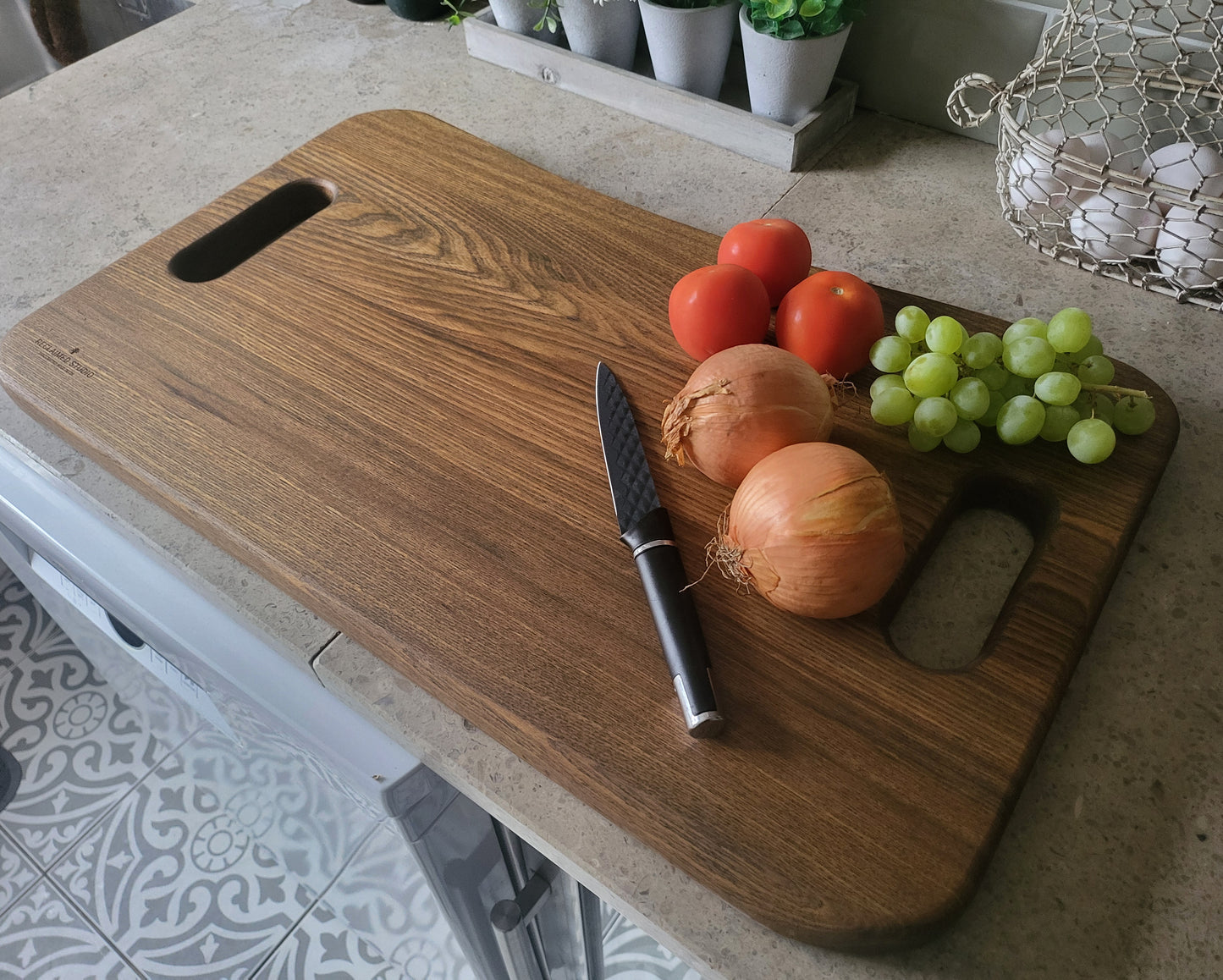 Chopping Board - Hand Crafted - Elm - Extra Large - "Saxon-1"